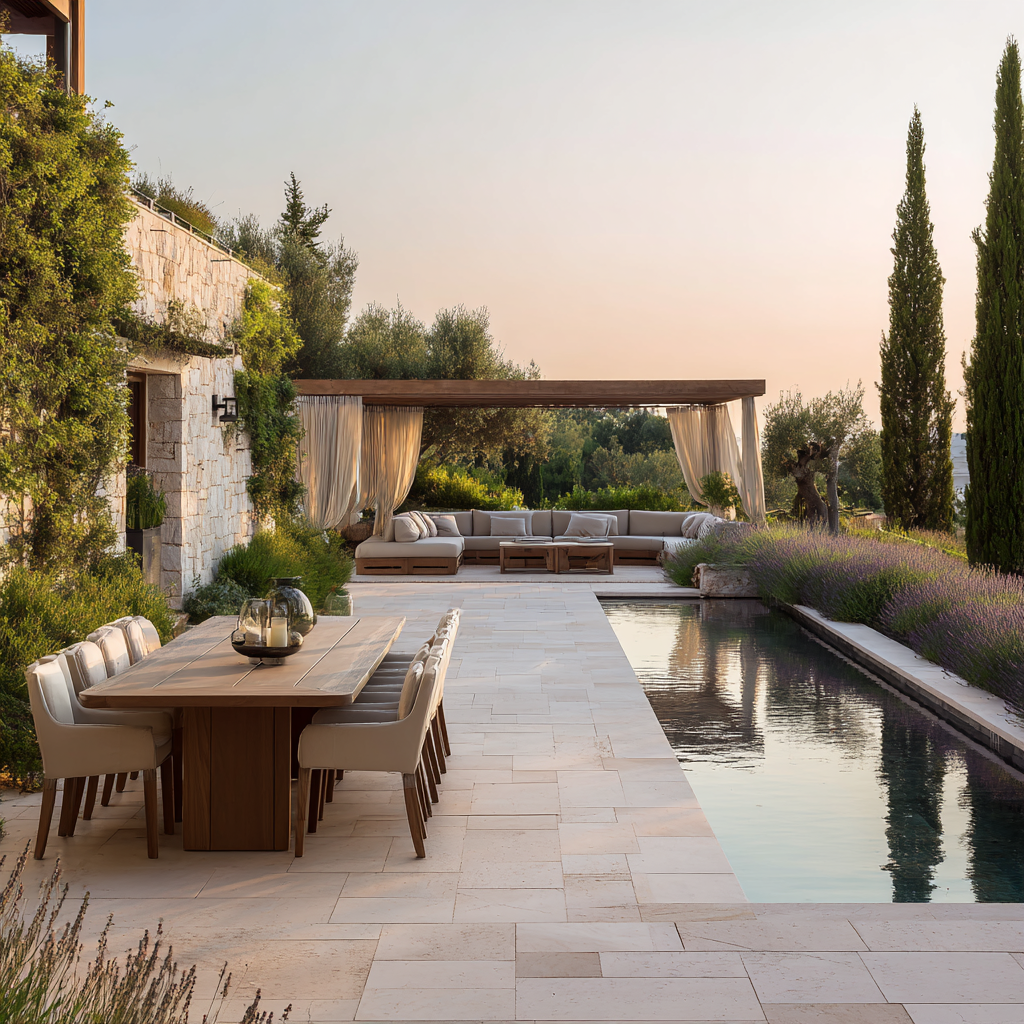 Outdoor living space at TSL Rehab facility in Covina